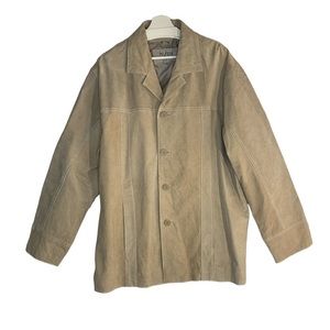 Wilson Leather M. Julian Suede Jacket/Coat Button Front Pocket Tan Beige Mens XL